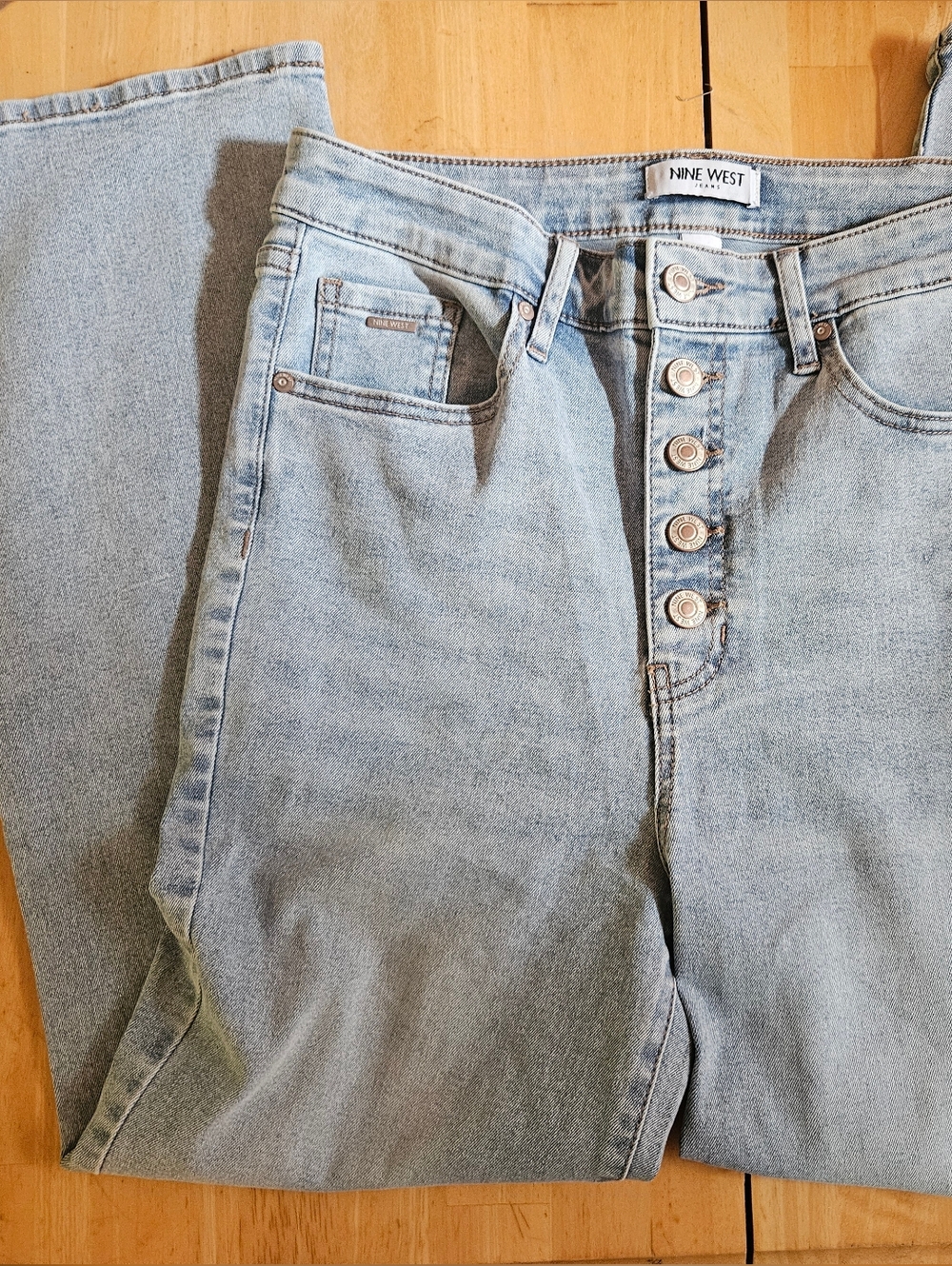 Light Wash Button-Front Denim Jeans